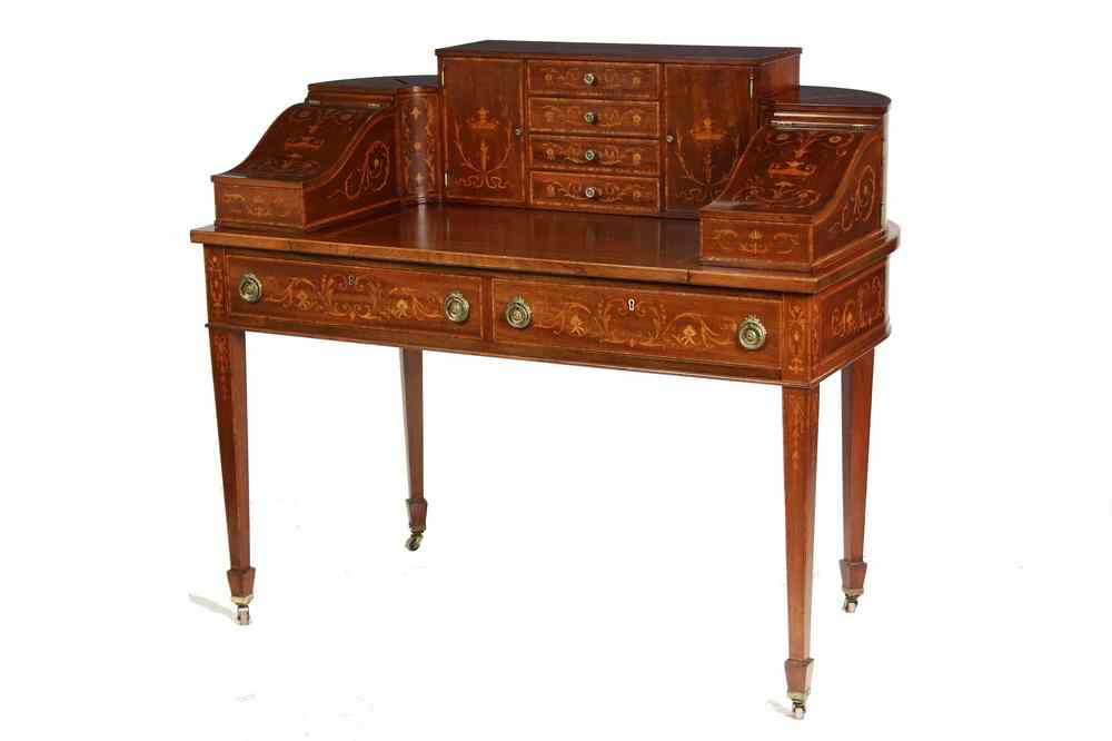 Appraisal: DESK - First quarter th c exceptional Hepplewhite mahogany and