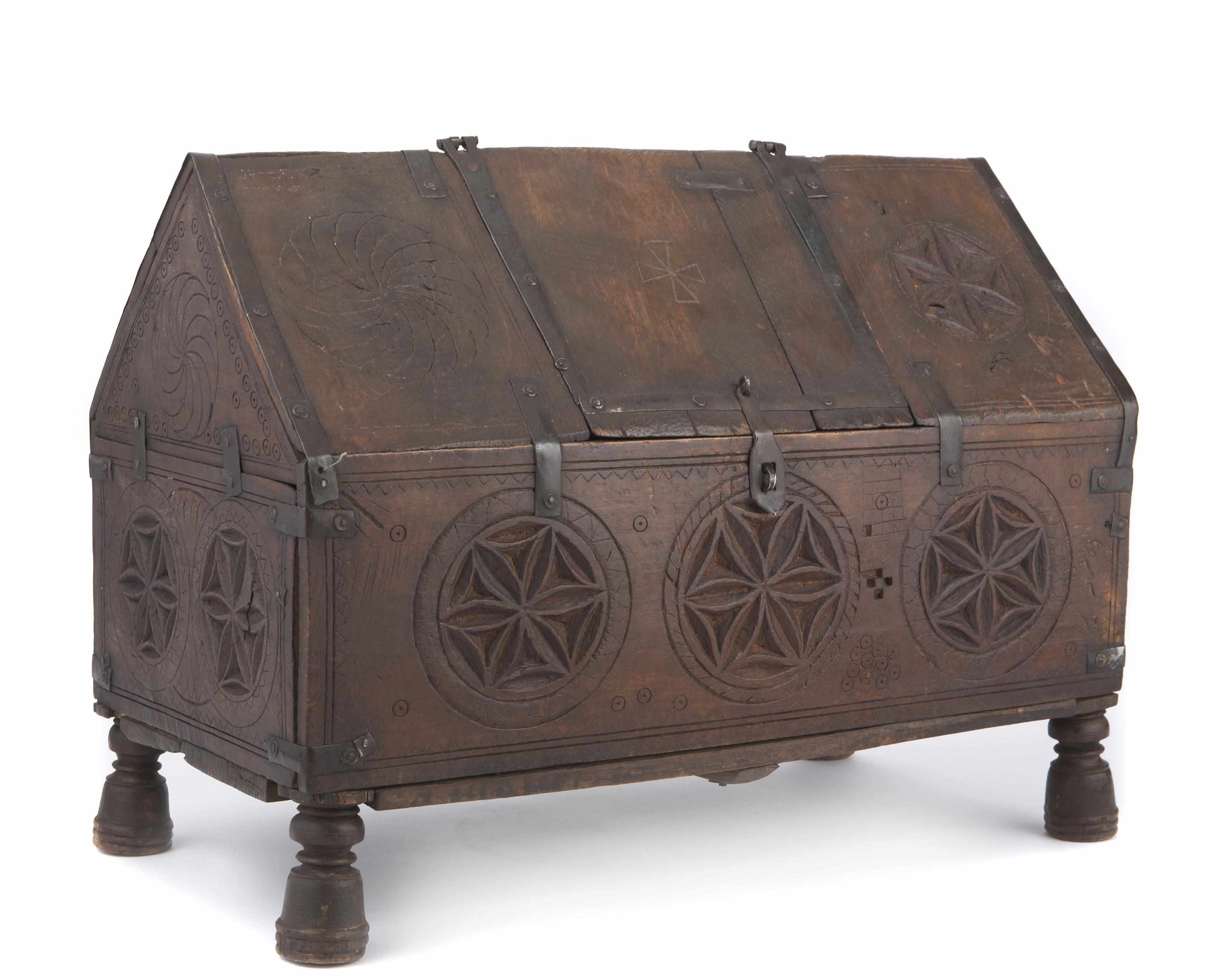 Appraisal: A Continental carved hardwood valuables chest height in width in