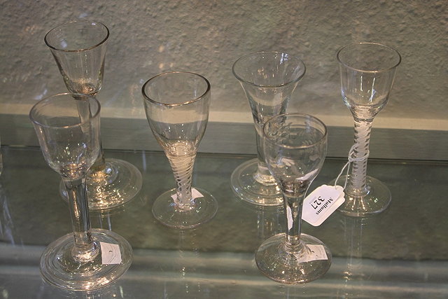 Appraisal: A COLLECTION OF SIX VARIOUS OLD WINE AND CORDIAL GLASSES