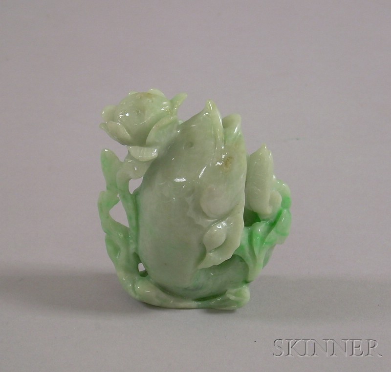 Appraisal: Carved Green Jade Fish ht in