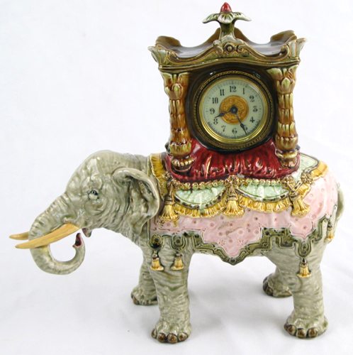 Appraisal: AN ANSONIA CLOCK COMPANY MAJOLICA FIGURAL MANTEL CLOCK the figural