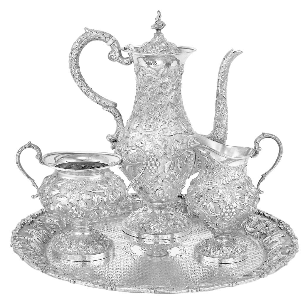 Appraisal: American Sterling Silver Diminutive Coffee Service Retailed by The Loring