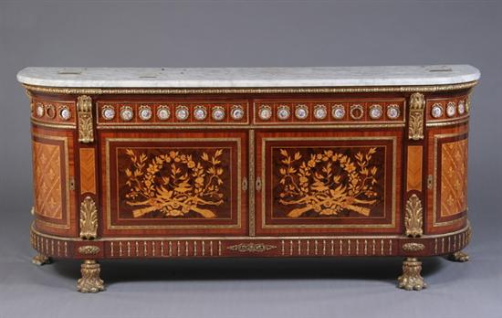 Appraisal: LOUIS XVI STYLE BUFFET th century D-shaped rectangular mottled gray