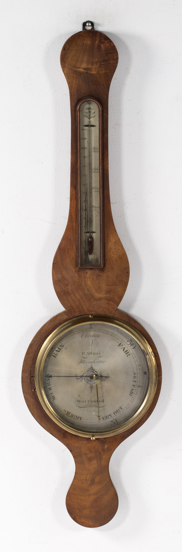 Appraisal: George III walnut banjo barometer first quarter- th century silvered