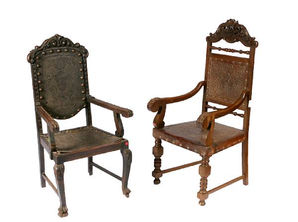 Appraisal: Two Portugese armchairs th Century height in width in depth