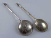 Appraisal: Two small silver Russian serving spoons of traditional form one