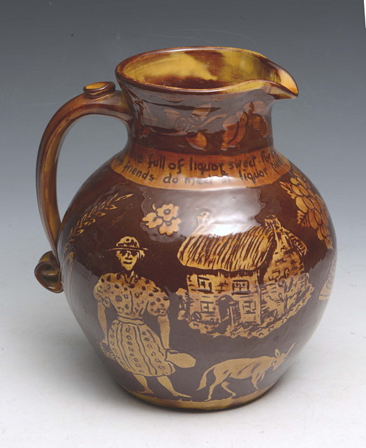 Appraisal: William Fishley Holland British - Harvest jug slipwareincised signature cm