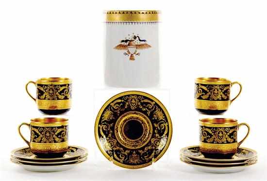 Appraisal: Limoges demitasse cups and Mottahedeh mug set of seven C