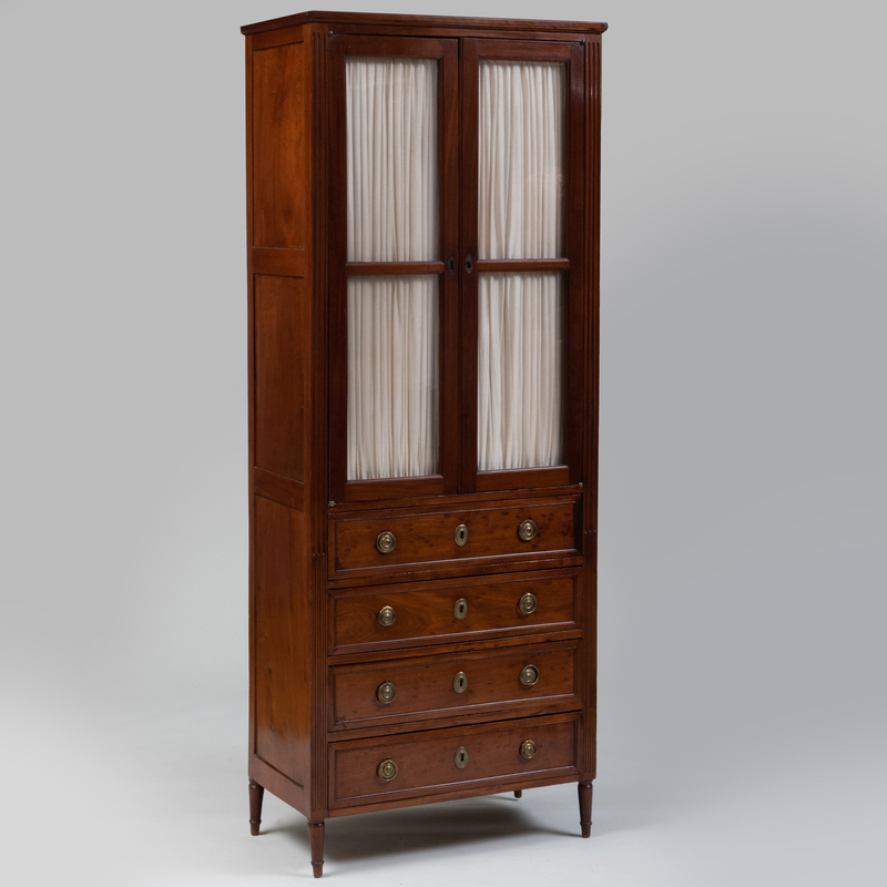 Appraisal: Louis XVI Mahogany Glazed Bookcase Cabinet ft in x x