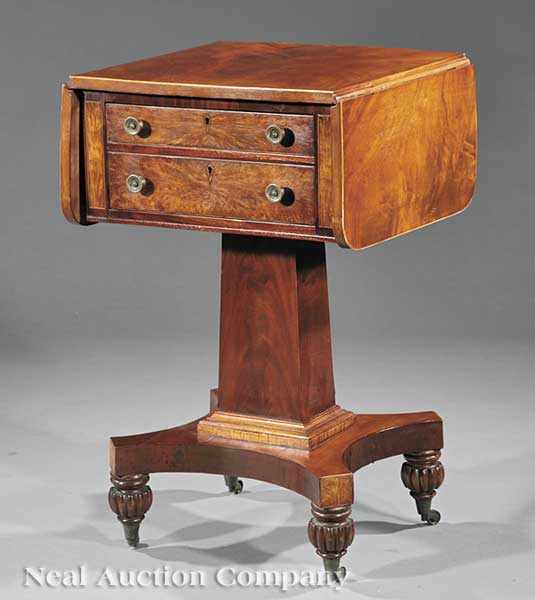 Appraisal: An American Classical Inlaid Mahogany Work Table early th c