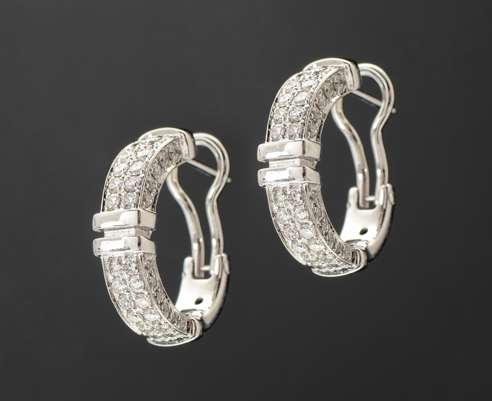 Appraisal: DiMODOLO K DIAMOND EARRINGS K white gold hoop style earrings