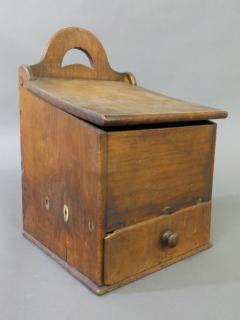 Appraisal: Salt box Walnut hanging salt box th century h x