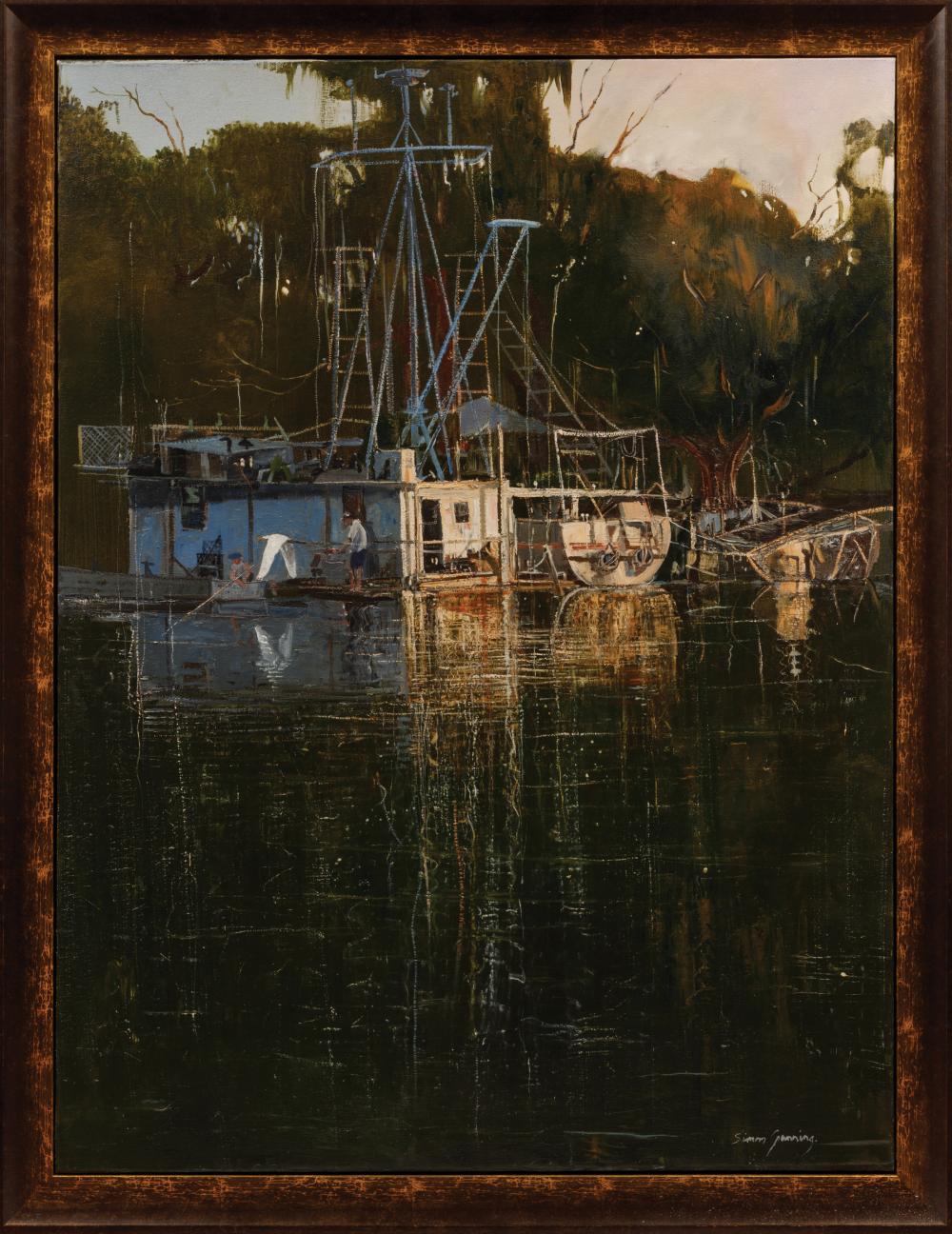 Appraisal: Simon Gunning American Louisiana b Black Water oil on canvas