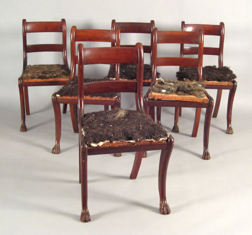 Appraisal: Set of six New England Federal mahogany dining chairs ca