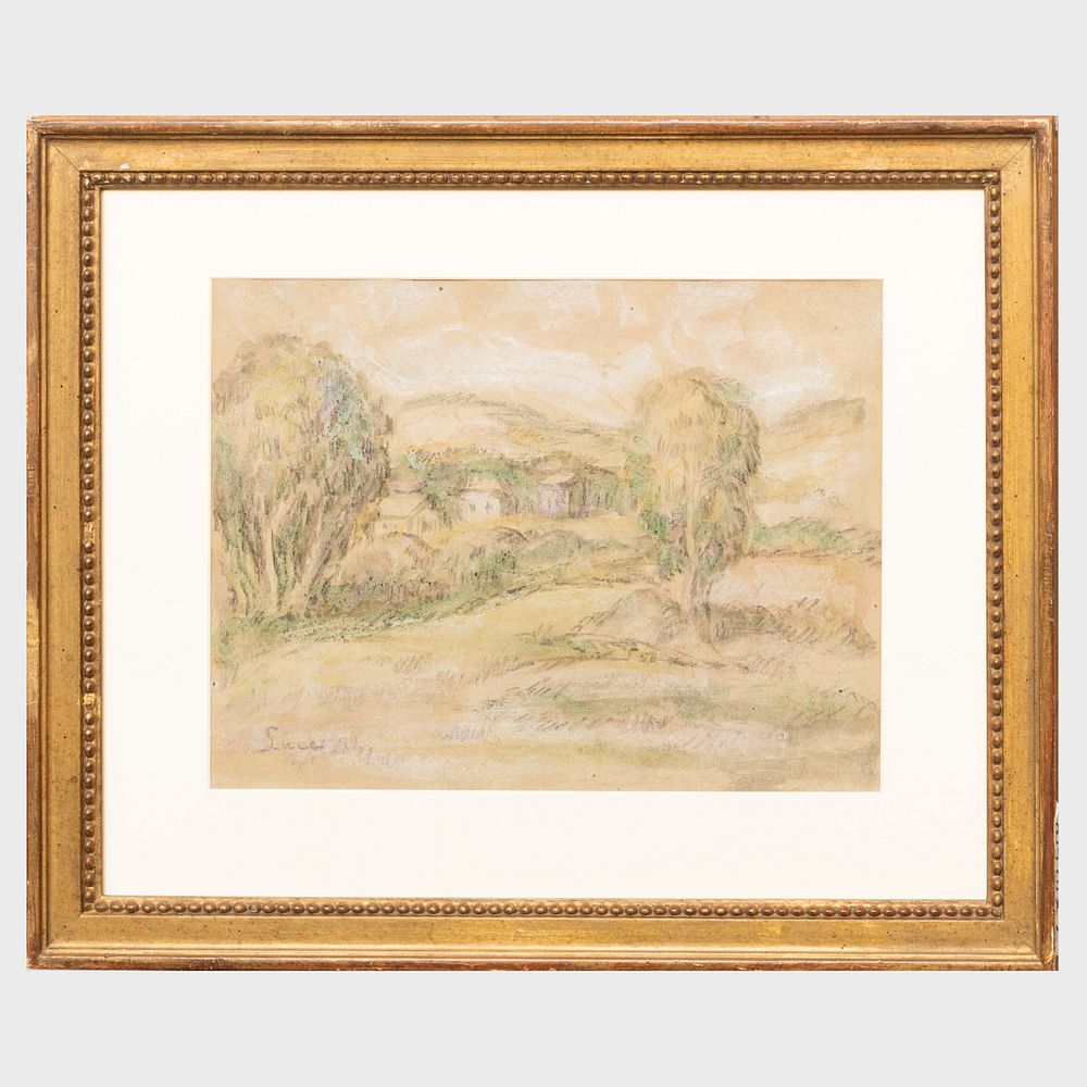 Appraisal: Maximilien Luce - Landscape Pencil crayon chalk and watercolor on