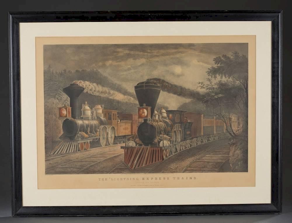 Appraisal: Currier Ives The Lighting Express Trains Currier Ives Publishers American