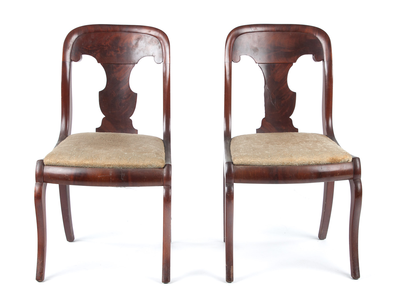 Appraisal: Pr of American Restoration mahogany Klismos chairs Undernumber