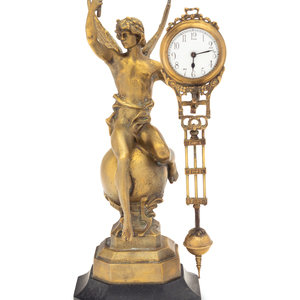 Appraisal: A Continental Figural Pendulum Clock unmarked Height inches Property from