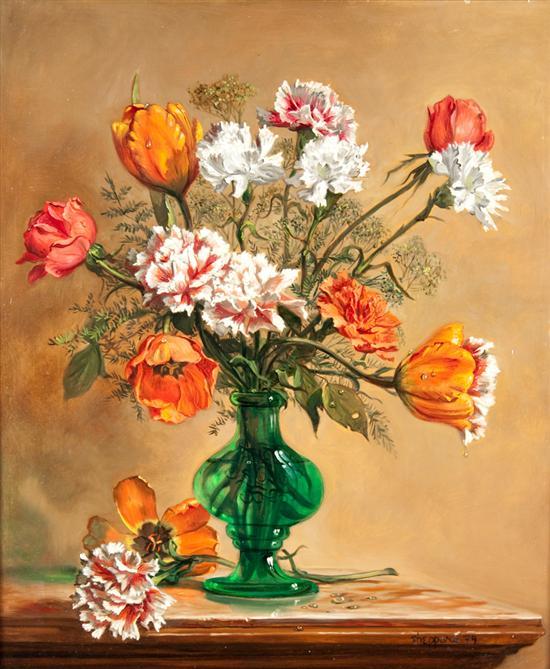 Appraisal: Joseph Sheppard American b Still Life with Flowers oil on