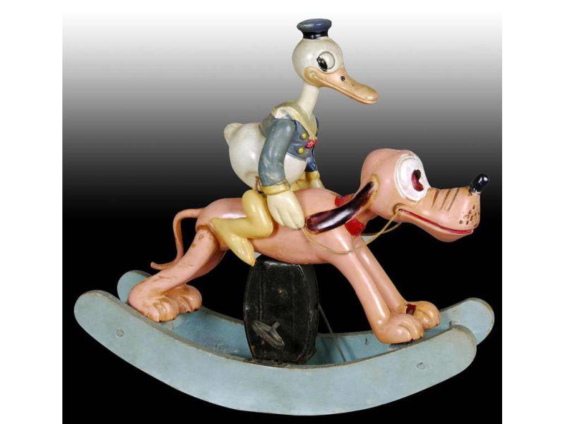 Appraisal: Walt Disney Celluloid Donald Duck on Rocking Pluto Description ''