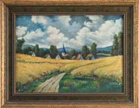 Appraisal: L HOLZEMANN European th Century FIELDS OF YELLOW Oil on