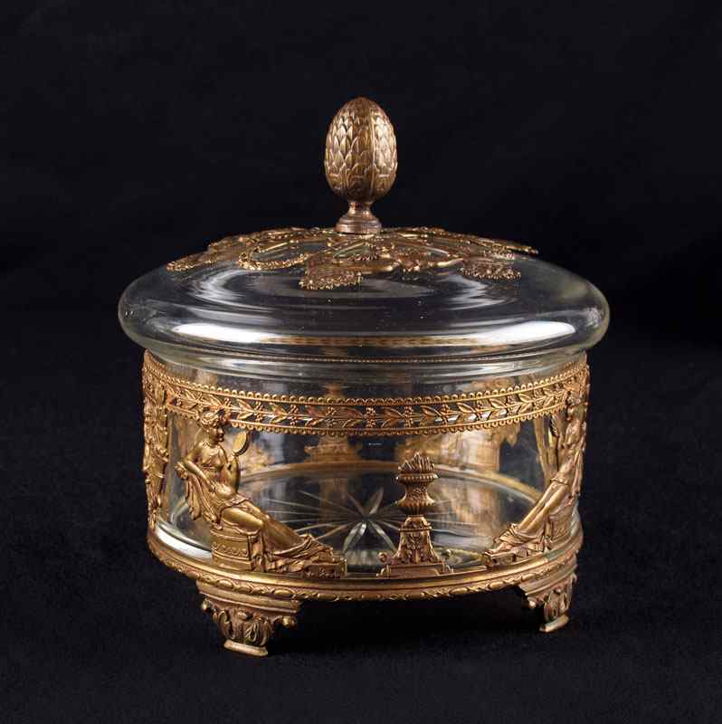 Appraisal: BACCARAT QUALITY GILT BRONZE MOUNTED COVERED JAR Unsigned Baccarat quality