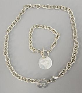 Appraisal: Tiffany Co sterling silver necklace along with a bracelet with