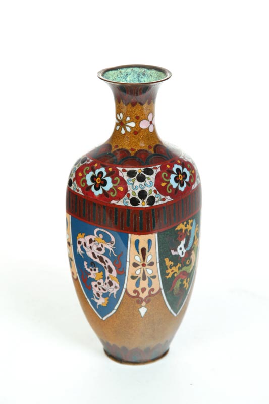 Appraisal: CLOISONNE VASE Asian th century Dragons and phoenix on a