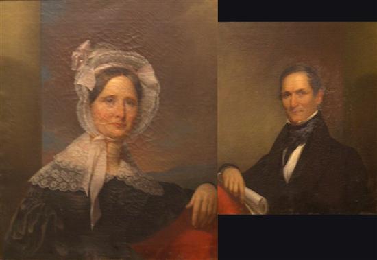 Appraisal: Pair of portraits oil on canvas mid- th C American