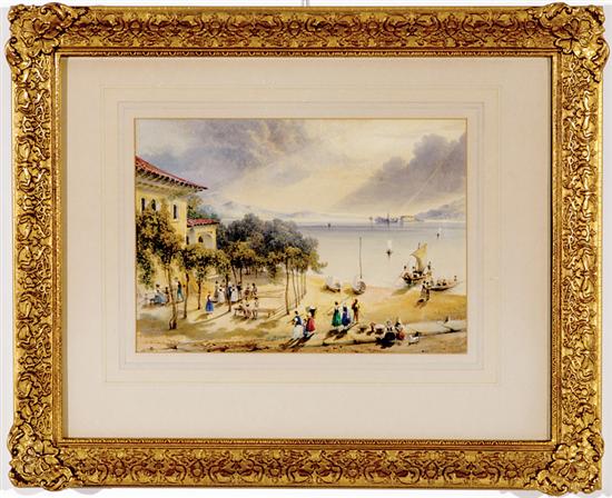 Appraisal: Continental school early th century SUMMER ALONG THE COAST watercolor