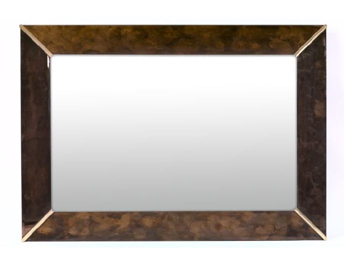 Appraisal: Large Silver-Gilt Brass-Mounted Smoky Quartz Mirrored Glass-Framed Looking Glass in