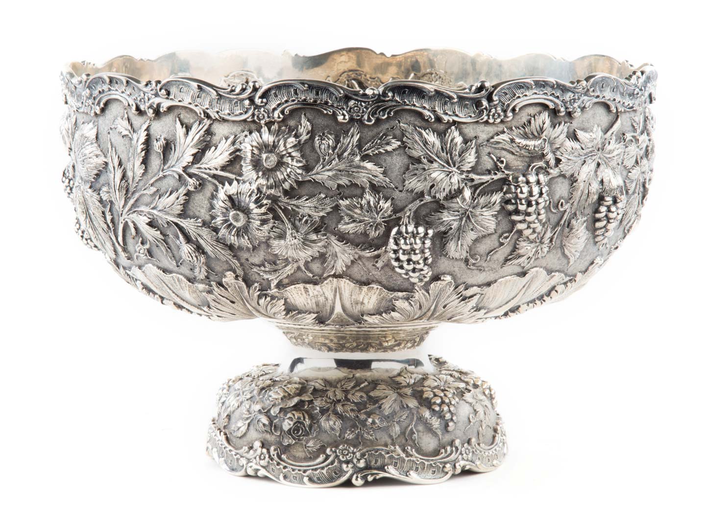 Appraisal: Jacobi Jenkins repousse sterling pedestal bowl Baltimore late th early