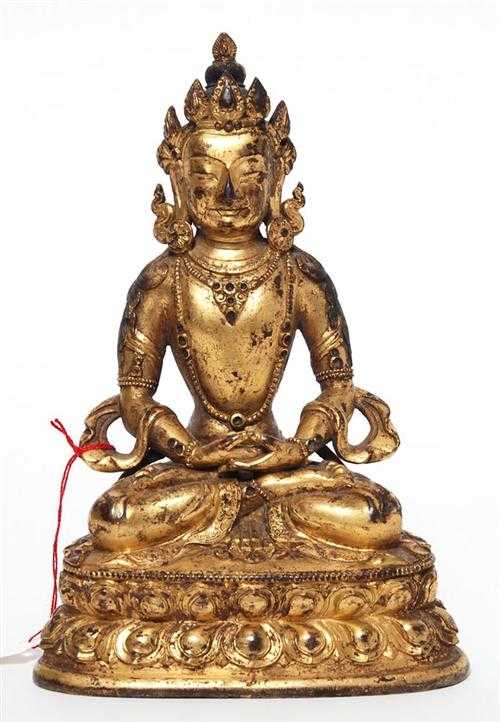 Appraisal: AMITHAYUS Sino-Tibetan th century H cm Gilt bronze