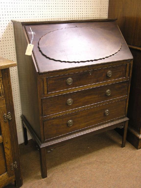 Appraisal: An early th century mahogany bureau panelled fall front enclosing