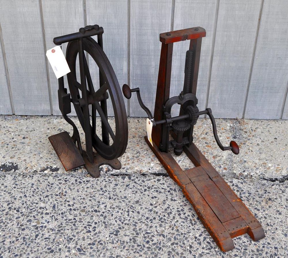 Appraisal: Antique Drill Press Antique Iron Treadle Driver the larger with