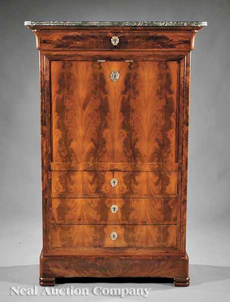 Appraisal: A Fine French Restauration Mahogany S cr taire Abattant early