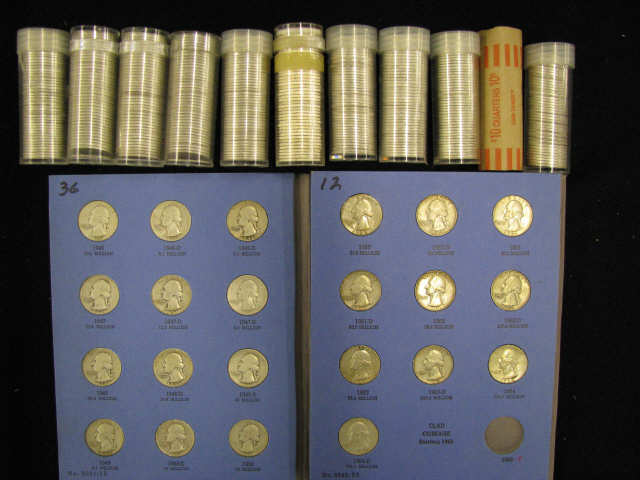 Appraisal: Silver Quarters Mixed Washingtons circulated rolls albums face value