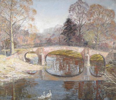 Appraisal: David Birch th Century Bridge over the Mole Signed titled