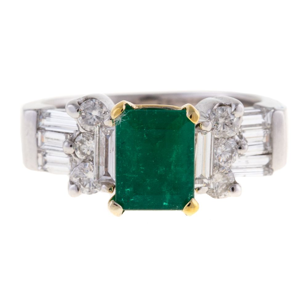 Appraisal: A Ladies Emerald Diamond Ring in K Gold K white