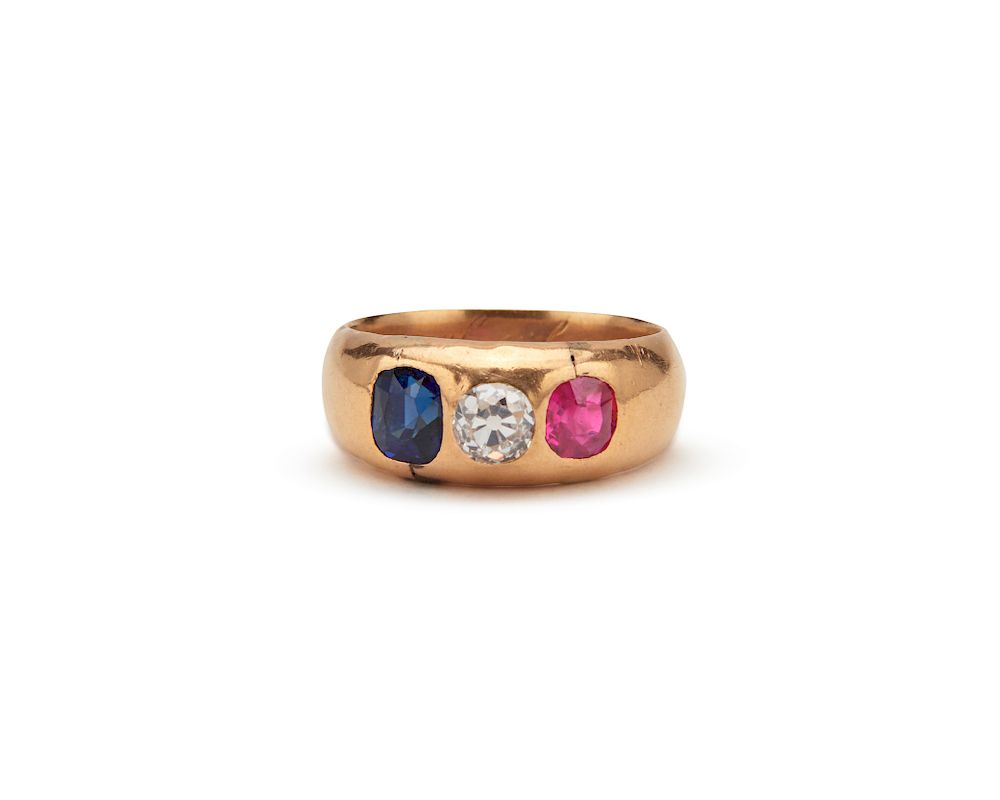 Appraisal: K Gold Diamond Ruby and Sapphire Ring K Gold Diamond