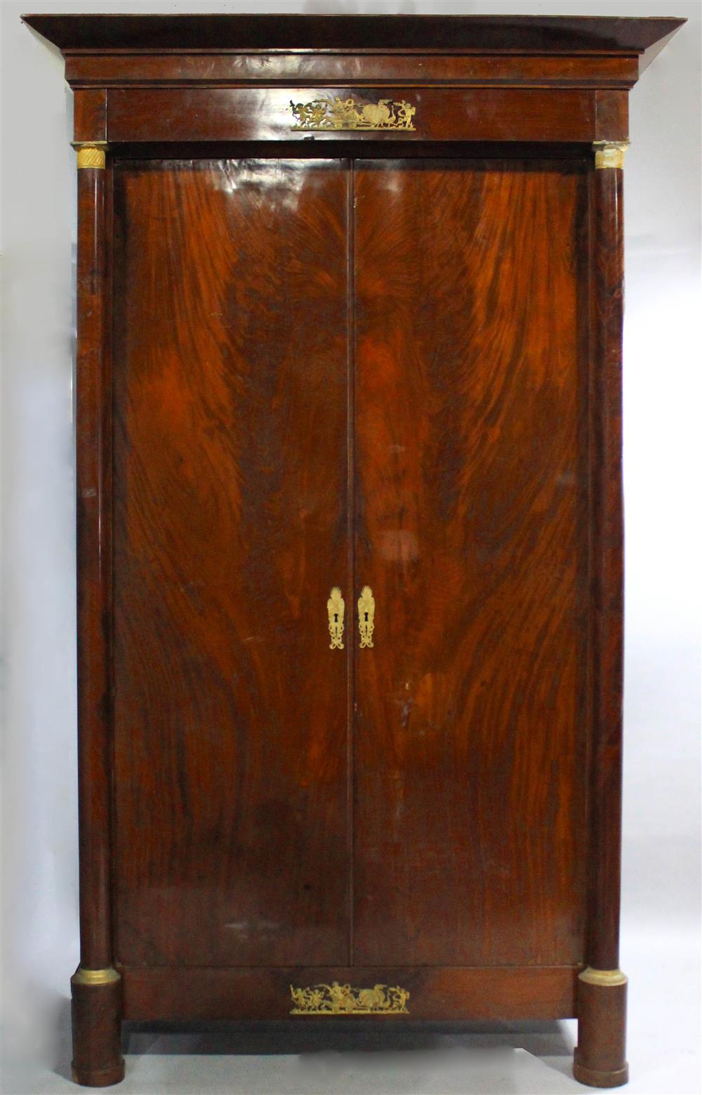 Appraisal: EMPIRE GILT BRONZE MOUNTED MAHOGANY ARMOIRE OF GRAND PROPORTION early