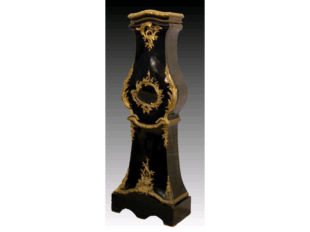 Appraisal: French ebonised and ormolu mounted longcase clock case the bulbous