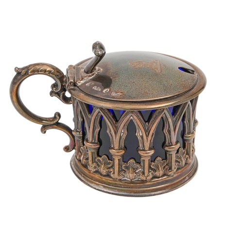 Appraisal: A Victorian gothic silver mustard pot the sides pierced with