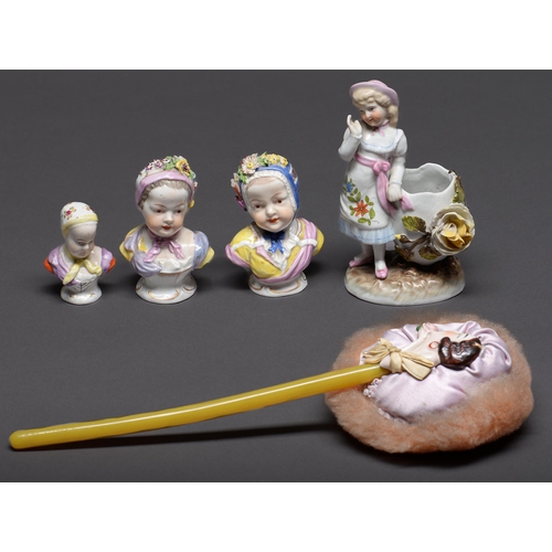 Appraisal: Three miniature German porcelain busts of children th th c