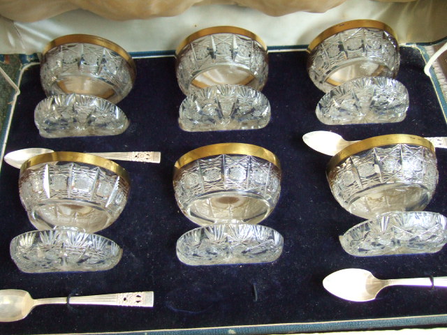 Appraisal: A set of six cut glass footed dessert bowls th