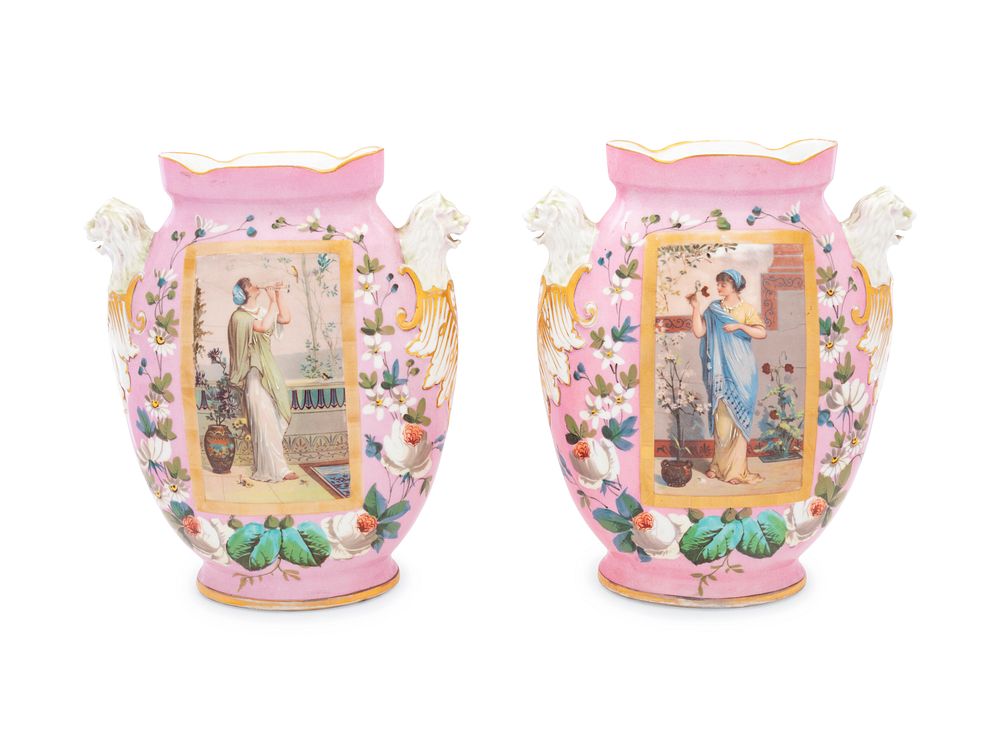 Appraisal: A Pair of Paris Porcelain Vases A Pair of Paris