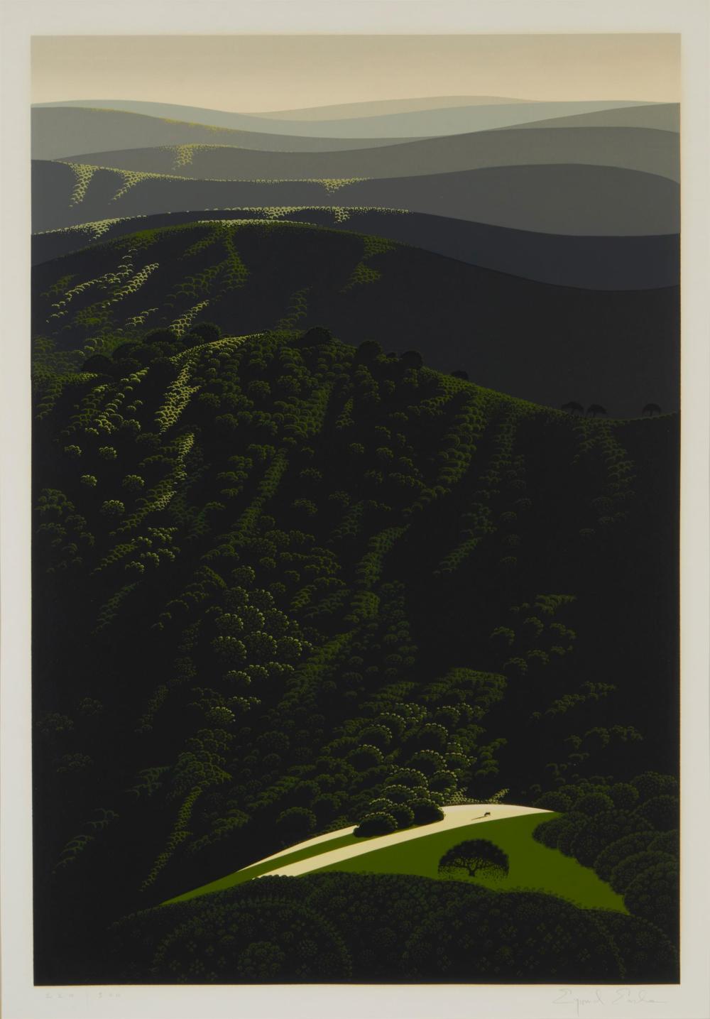 Appraisal: Eyvind Earle - Carmel CA Hidden Valley Color screenprint on