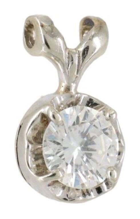 Appraisal: Estate kt white gold tested pendant solitaire diamond approx ct