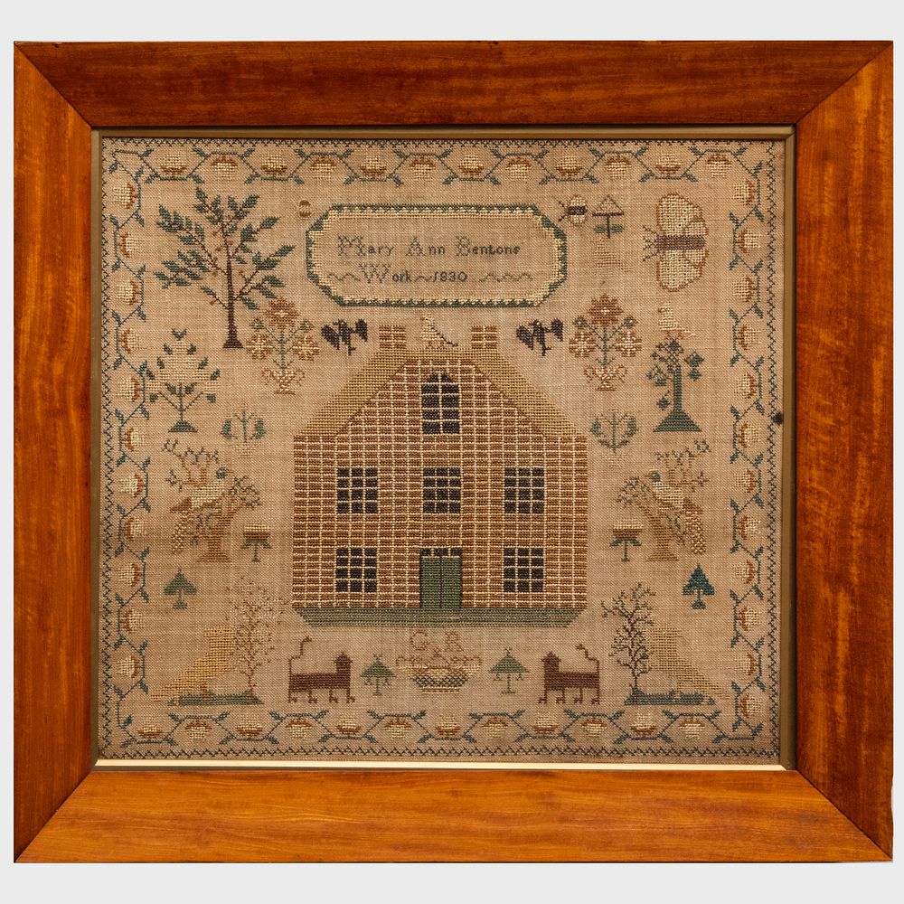 Appraisal: Needlework Sampler Signed Mary Ann Bentons Work x in framed