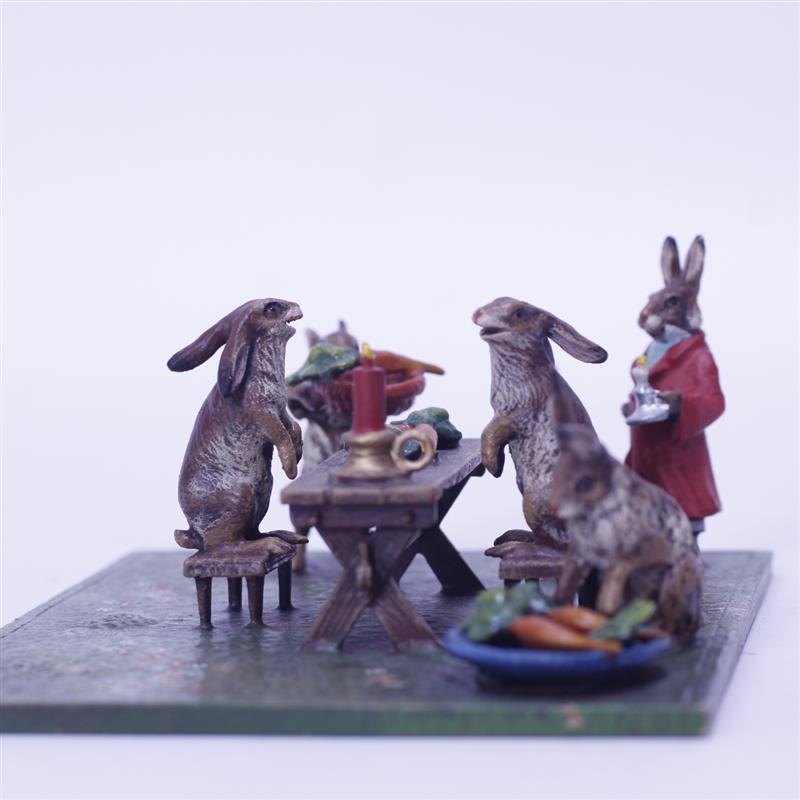 Appraisal: Austrian Cold Painted Bronze Scenic Figure Group of Rabbit Family